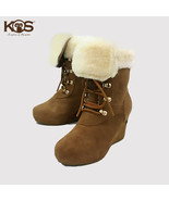 KOS Women&#39;s Miss V Low Australian Sheepskin Wedged Sole Winter Boots - £98.36 GBP