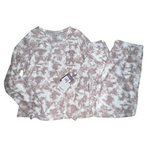 Bearpaw 2 Piece Pajama Set Womens Medium Nude Tie Dye Fleece Jogger V Ne... - $24.44