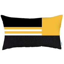 12" X 20" Yellow Striped Zippered Handmade Polyester Lumbar Pillow Cover - $1,182.38 MXN