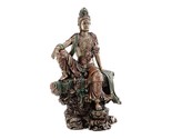 WATER AND MOON KWAN YIN STATUE 14.5&quot; Large Buddhist Goddess Bronze Resin... - £111.52 GBP