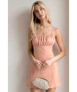 Lulus Dress Sweet Celebrations Light Blush Pink Satin Sleeveless Mini Large - £37.37 GBP