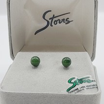 Storrs Genuine Jade Stud Earrings Veritable Hypo Allergenic New Opened Box - $16.99