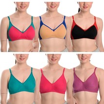 Pack Of 6 Bra Sets Bra Women&#39;s Bra Non Padded Bra Non Wired Full Cup Gir... - £25.73 GBP