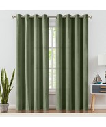 Jinchan Sage Velvet Blackout Curtains For Living Room Thermal Insulated ... - £34.60 GBP