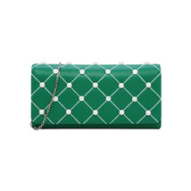 Charles &amp; Keith Embellished Quilted Wallet Chain Clutch Small Shoulder Bag Green - £23.48 GBP