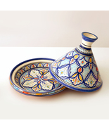 Bleu Moroccan Ceramic Tagine | Handcrafted Berber Design | Decorative Serveware