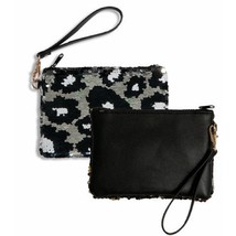 CLAIRE Black and Silver Leopard Print Double sided Wristlet and ID Holde... - £10.30 GBP