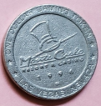 Monte Carlo Resort & Casino 1996 Las Vegas, NV $1 Metal Gaming Token, vintage - £8.57 GBP