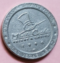 Monte Carlo Resort &amp; Casino 1996 Las Vegas, NV $1 Metal Gaming Token, vintage - £8.44 GBP