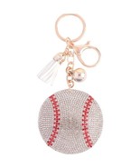 White Red Baseball Crystal Keychain Keyring Bag Charm - $263.43 MXN