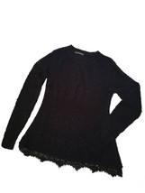 Suzy Shier Lace Hem Sweater navy blue M  - $8.00