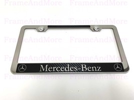 1x Mercedes-Benz Carbon Fiber Style Stainless Steel Chrome Metal License... - £11.07 GBP