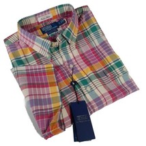 Polo Ralph Lauren Men&#39;s S/S Plaid Shirt Authentic Madras Pink Multicolor... - £71.14 GBP