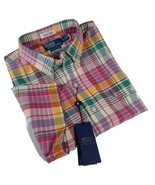 Polo Ralph Lauren Men&#39;s S/S Plaid Shirt Authentic Madras Pink Multicolor... - £70.03 GBP