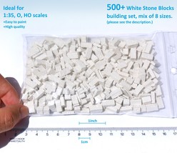 500 Miniature White stone blocks O HO scale diorama model 1:43 wargame dollhouse - £36.76 GBP