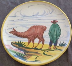 Vintage Hand Crafted Terra Cotta Pottery Salad Plate - Peru - GORGEOUS PIECE - £23.67 GBP