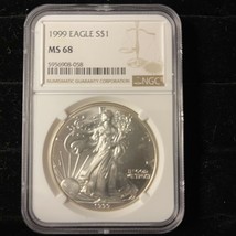 1999 Silver Eagle MS68 NGC Graded Short Run Year  .999 1 Oz Fine Silver Round - £87.57 GBP