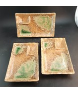 3 Doki Japanese Green-Tan Crackleglaze Yakimono Sectioned Sushi Plates 8... - €38,88 EUR