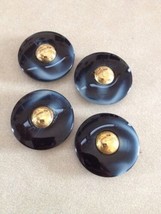 Lot of 4 Vtg Mid Century Navy Blue Plastic Marbled Brass Shank Buttons 2... - $16.99