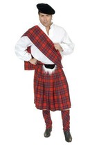 Red Scottish Kilt Halloween Costume Adult Size Large 11-13 - £55.17 GBP