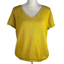 Anthropologie Valentina Short Sleeve Sweater Large Mustard - $29.69