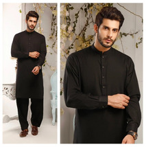 Black Kurta With Shalwar Suit Handmade Top With Pants Set Party Wear Kur... - £33.97 GBP+