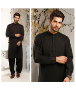 Black Kurta With Shalwar Suit Handmade Top With Pants Set Party Wear Kur... - £33.82 GBP+
