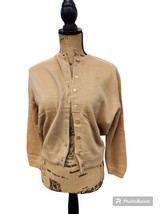 Vintage DALTON 1950s 100% Virgin Cashmere Beige Cardigan Sweater Pearl B... - $55.80