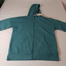 Zenana OJ-35038 Womens Cotton Blend Teal Full Zip Drawstring Hoodie Sweatshirt S image 7