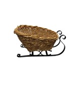 Wicker Basket Sleigh Weave Woven 11x4.5x6 Christmas Santa - $24.74