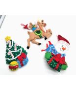 3  Bucilla Handmade  Sequin Christmas Ornaments Finished Tree-Snowman-Re... - $26.00