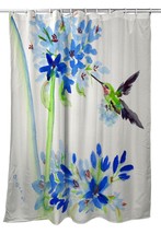 Betsy Drake Hummingbird &amp; Blue Flowers Shower Curtain - £86.84 GBP