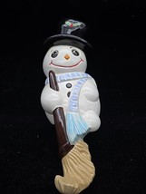 Yozie Snowman Stocking Hanger Broom Top hat Christmas Mantle Frosty Cast... - €32,97 EUR
