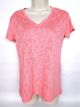 Avia Women&#39;s Active Wear T-Shirt Medium Orange Geometric Short Sleeve V ... - $18.60