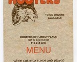 Hooters Menu Inner Harbor - £11.68 GBP