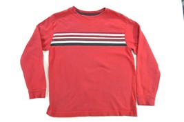 Old Navy Boy&#39;s Size M 8 Long Sleeve Red Striped Shirt - £5.22 GBP