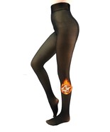 Fleece Lined Tights Sheer Women - Fake Translucent Warm Pantyhose (Black... - £13.75 GBP