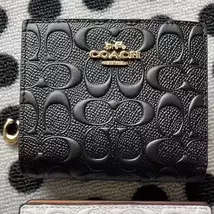 COACH Women's Folding Wallet Card Wallet Canvas Pocket (New Embossed Black) - $69.00