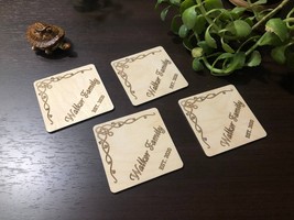 Wood coasters set of 4 / Personalized coasters / Housewarming Gift / Gift for he - £33.57 GBP