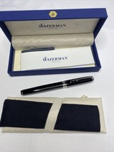 Waterman Exception Fountain Pen, Slim Black Silver Clip, Medium Nib Blue Ink - £310.26 GBP