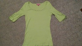 000 Girls xl 3/4 sleeve Glo Jeans Light Green Top Shirt Tied Sleeves - $9.99