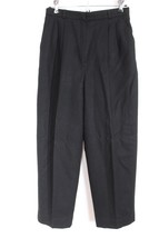 Vtg Allyson Wood 10P 27&quot; Waist Black 100% Thick Wool Pleated High Rise Pants USA - £29.77 GBP