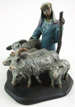 Enesco Parastone Shepherd with Five Sheep Figurine, 1997, Heavy! - $15.99
