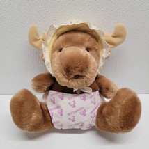 Vintage 1984 Dakin Arctic Circle Baby Moose Plush Yellow Bonnet Diaper - $34.55