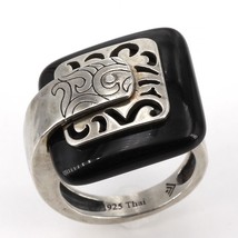 Retired Silpada Sterling Silver Square Agate BLACKTOP SWIRL Ring R2390 S... - £29.74 GBP