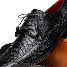 Leonardo Genuine Caiman Crocodile Dressy Derby's Shoes Lace up Black image 3