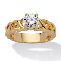 Palm Beach By Seta 14K Gold Lattice Band Solitaire Ring - £17.58 GBP