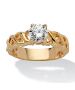 PALM BEACH BY SETA 14K GOLD LATTICE BAND SOLITAIRE RING - $29.95 CAD