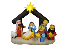 Christmas Inflatable Nativity Scene Lights Blowup Yard Indoor Outdoor Decoration - £110.72 GBP