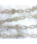 Gold Rhinestone Applique, Rhinestone Belt Applique, Crystal Sash Belt Ap... - $15.00